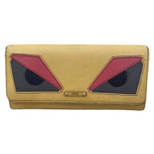 Fendi Bag Bugs Monster Eyes Continental Wallet Yellow Pink Leather Long Clutch